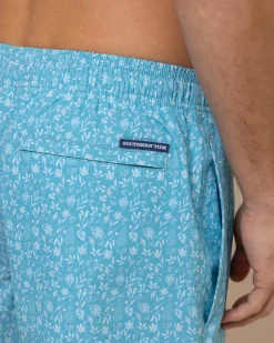 Clearance Southern Tide Ditzy Floral Swim Trunk Ocean Aqua