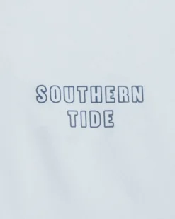 New Southern Tide Dotted Sportfish Stack Long Sleeve Performance T-Shirt Platinum Grey