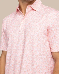 Sale Southern Tide Driver Caps Off Printed Polo Desert Flower Coral