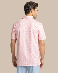 Sale Southern Tide Driver Caps Off Printed Polo Desert Flower Coral