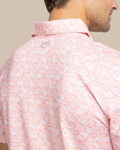 Sale Southern Tide Driver Caps Off Printed Polo Desert Flower Coral
