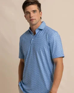 Discount Southern Tide Driver Casual Water Printed Polo Coronet Blue