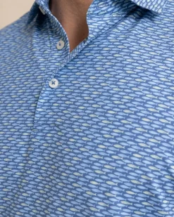 Discount Southern Tide Driver Casual Water Printed Polo Coronet Blue