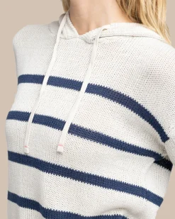 Shop Southern Tide Everlee Striped Hoodie Sweater Stone