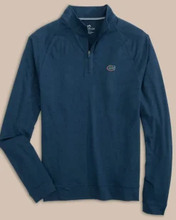 Hot Southern Tide Florida Gators Cruiser Heather Quarter Zip Pullover Heather Dress Blue