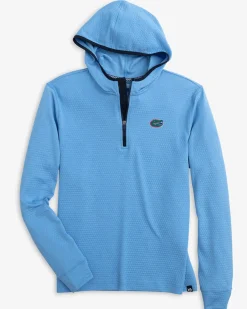 Flash Sale Southern Tide Florida Gators Scuttle Heather Quarter Zip Hoodie Heather Boat Blue