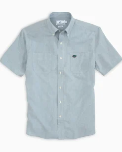Outlet Southern Tide Florida Gators Short Sleeve Button Down Dock Shirt Seagull Grey