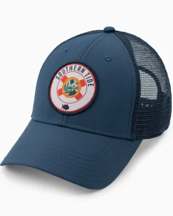 Fashion Southern Tide Florida Patch Performance Trucker Hat Seven Seas Blue