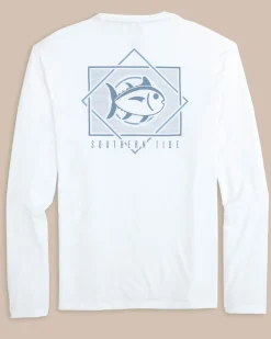 Sale Southern Tide Geometric Striped Long Sleeve Performance T-Shirt Classic White