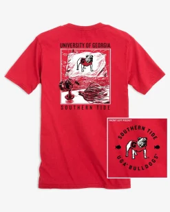 Shop Southern Tide Georgia Bulldogs Fishing Flag T-Shirt Varsity Red