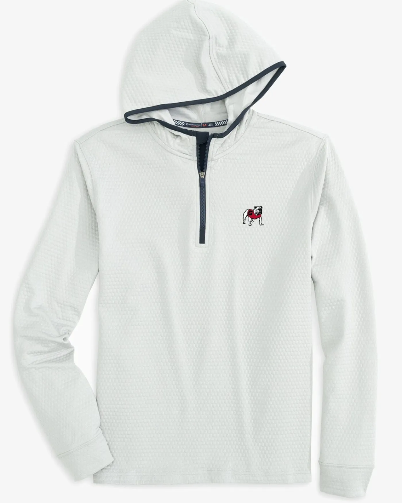 Best Sale Southern Tide Georgia Bulldogs Scuttle Heather Quarter Zip Hoodie Heather Slate Grey