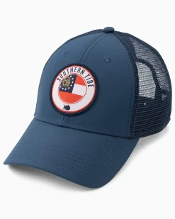 Fashion Southern Tide Georgia Patch Performance Trucker Hat Seven Seas Blue