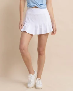Hot Southern Tide Gwen Solid Pleated Performance Skort Classic White