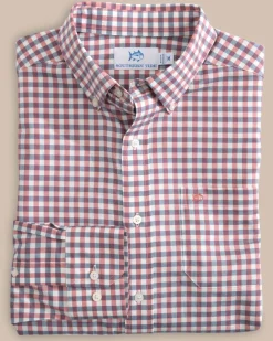 Best Southern Tide Hammond Intercoastal Gingham Sport Shirt Dusty Coral