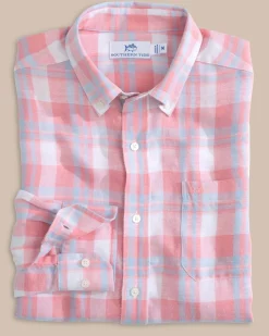 Fashion Southern Tide Headland Reedy Plaid Long Sleeve Sport Shirt