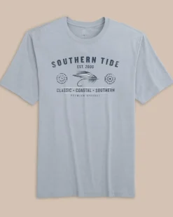 Store Southern Tide Heather Reel Fly Premium Apparel Short Sleeve T-Shirt Heather Platinum Grey