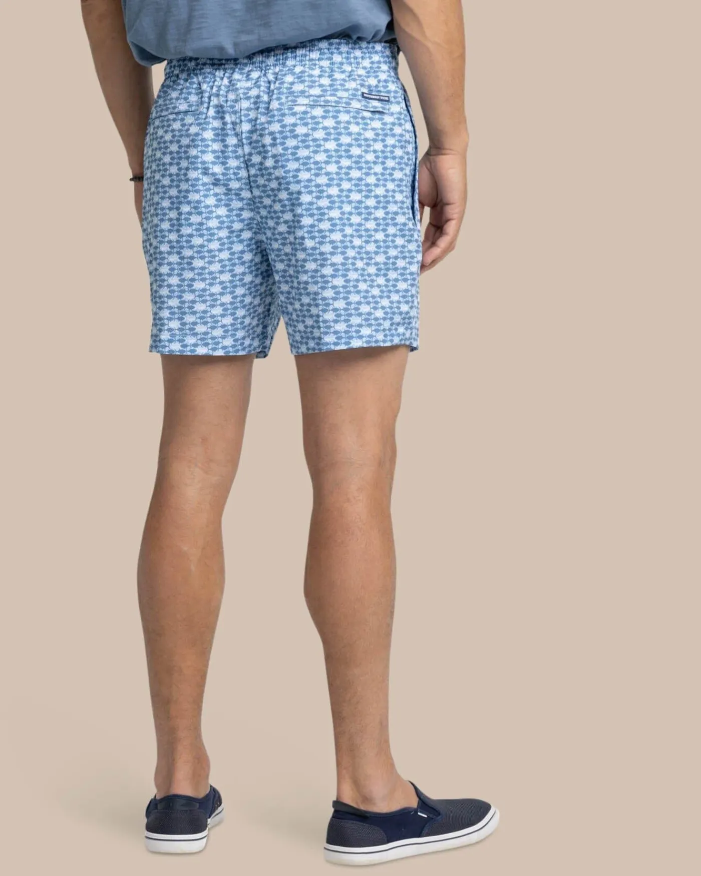 Best Sale Southern Tide Heather Skipping Jacks Swim Trunk Heather Clearwater Blue
