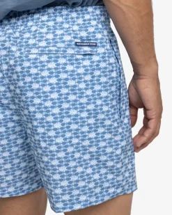 Best Sale Southern Tide Heather Skipping Jacks Swim Trunk Heather Clearwater Blue