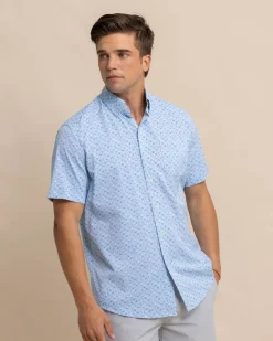 Outlet Southern Tide Intercoastal Forget A-Boat It Short Sleeve Sport Shirt Clearwater Blue