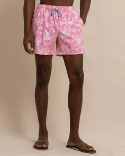 Hot Southern Tide Island Blooms Swim Trunk Geranium Pink