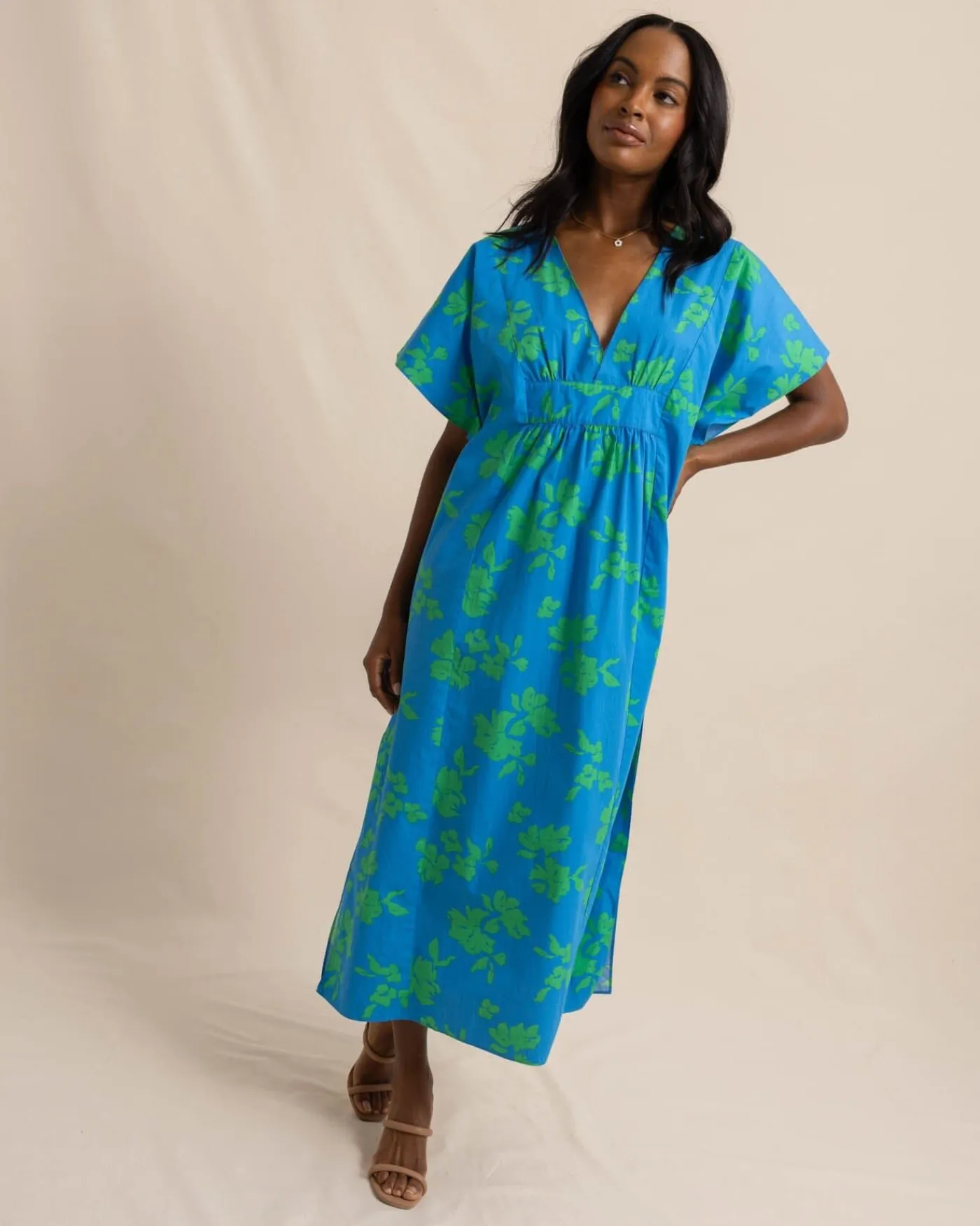 Fashion Southern Tide Journi Hour Of Flowers Caftan Swedish Blue