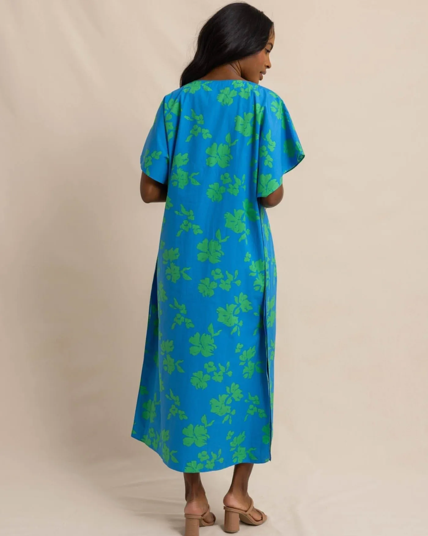 Fashion Southern Tide Journi Hour Of Flowers Caftan Swedish Blue