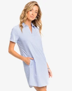 Best Sale Southern Tide Kamryn Brrr°® Intercoastal Stripe Dress Cobalt Blue