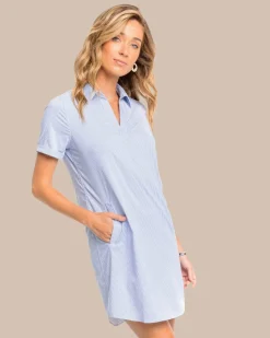 Clearance Southern Tide Kamryn Brrr°® Intercoastal Stripe Dress Cobalt Blue
