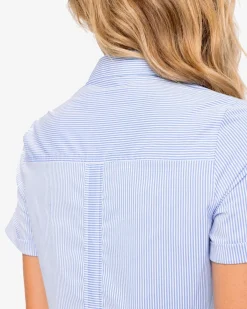 Clearance Southern Tide Kamryn Brrr°® Intercoastal Stripe Dress Cobalt Blue