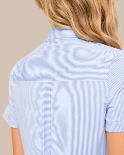 Clearance Southern Tide Kamryn Brrr°® Intercoastal Stripe Dress Cobalt Blue