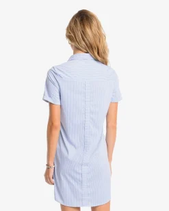 Clearance Southern Tide Kamryn Brrr°® Intercoastal Stripe Dress Cobalt Blue