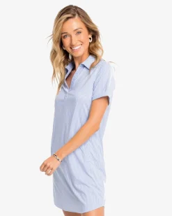 Clearance Southern Tide Kamryn Brrr°® Intercoastal Stripe Dress Cobalt Blue
