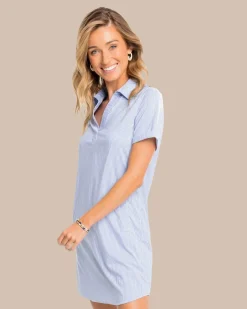 Clearance Southern Tide Kamryn Brrr°® Intercoastal Stripe Dress Cobalt Blue