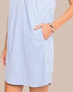 Clearance Southern Tide Kamryn Brrr°® Intercoastal Stripe Dress Cobalt Blue