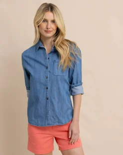 Online Southern Tide Katherine Denim Shirt Medium Wash Indigo