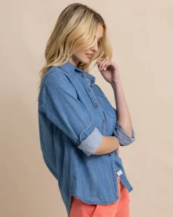 Online Southern Tide Katherine Denim Shirt Medium Wash Indigo