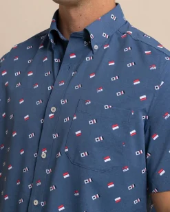 Fashion Southern Tide Keep It Nautical Intercoastal Heather Short Sleeve Sport Shirt Heather Aged Denim