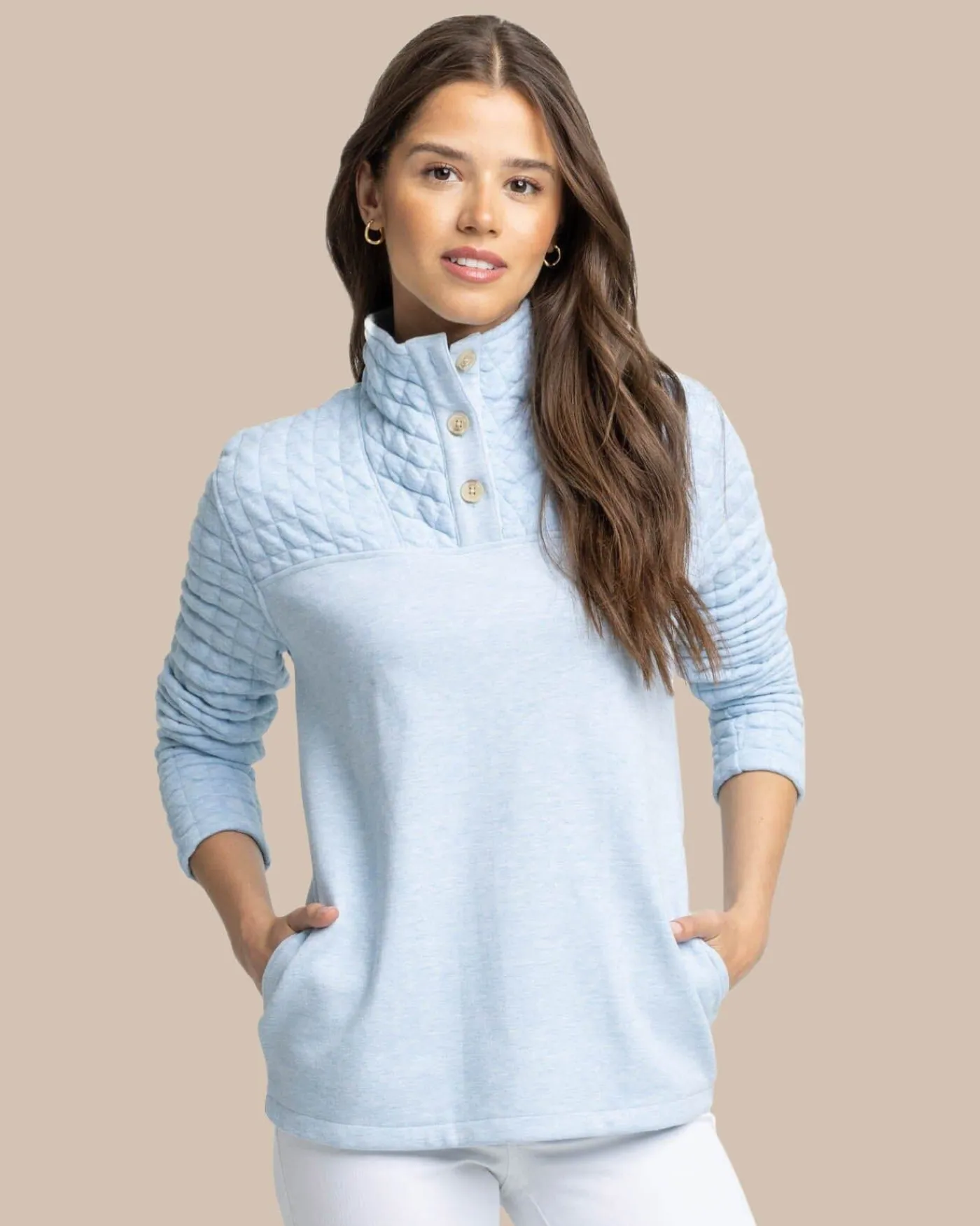 Store Southern Tide Kelsea Quilted Heather Pullover