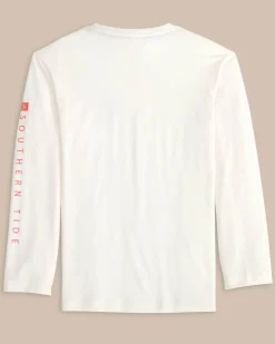 Hot Southern Tide Kids Boxed Chest Performance Long Sleeve T-Shirt Sand White