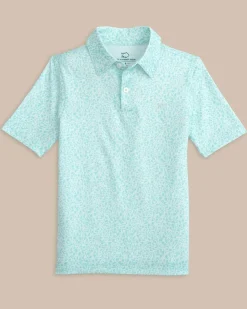 Clearance Southern Tide Kids Driver That Floral Feeling Printed Polo Wake Blue