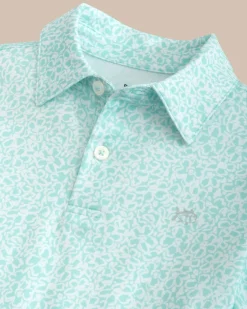 Clearance Southern Tide Kids Driver That Floral Feeling Printed Polo Wake Blue