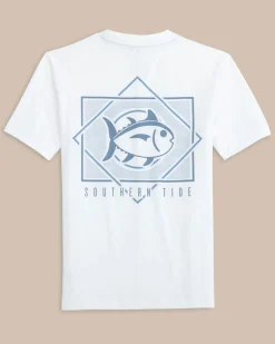 Online Southern Tide Kids Geometric Striped Short Sleeve Performance T-Shirt Classic White