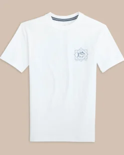 Online Southern Tide Kids Geometric Striped Short Sleeve Performance T-Shirt Classic White