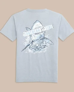 Store Southern Tide Kids Heather Shark Plank Short Sleeve T-Shirt Heather Platinum Grey