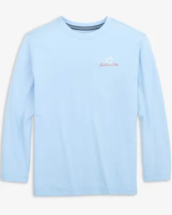 Discount Southern Tide Kids Red, White, And Lure Long Sleeve Performance T-Shirt Clearwater Blue