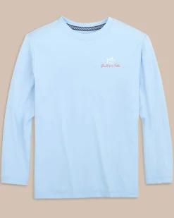 Discount Southern Tide Kids Red, White, And Lure Long Sleeve Performance T-Shirt Clearwater Blue