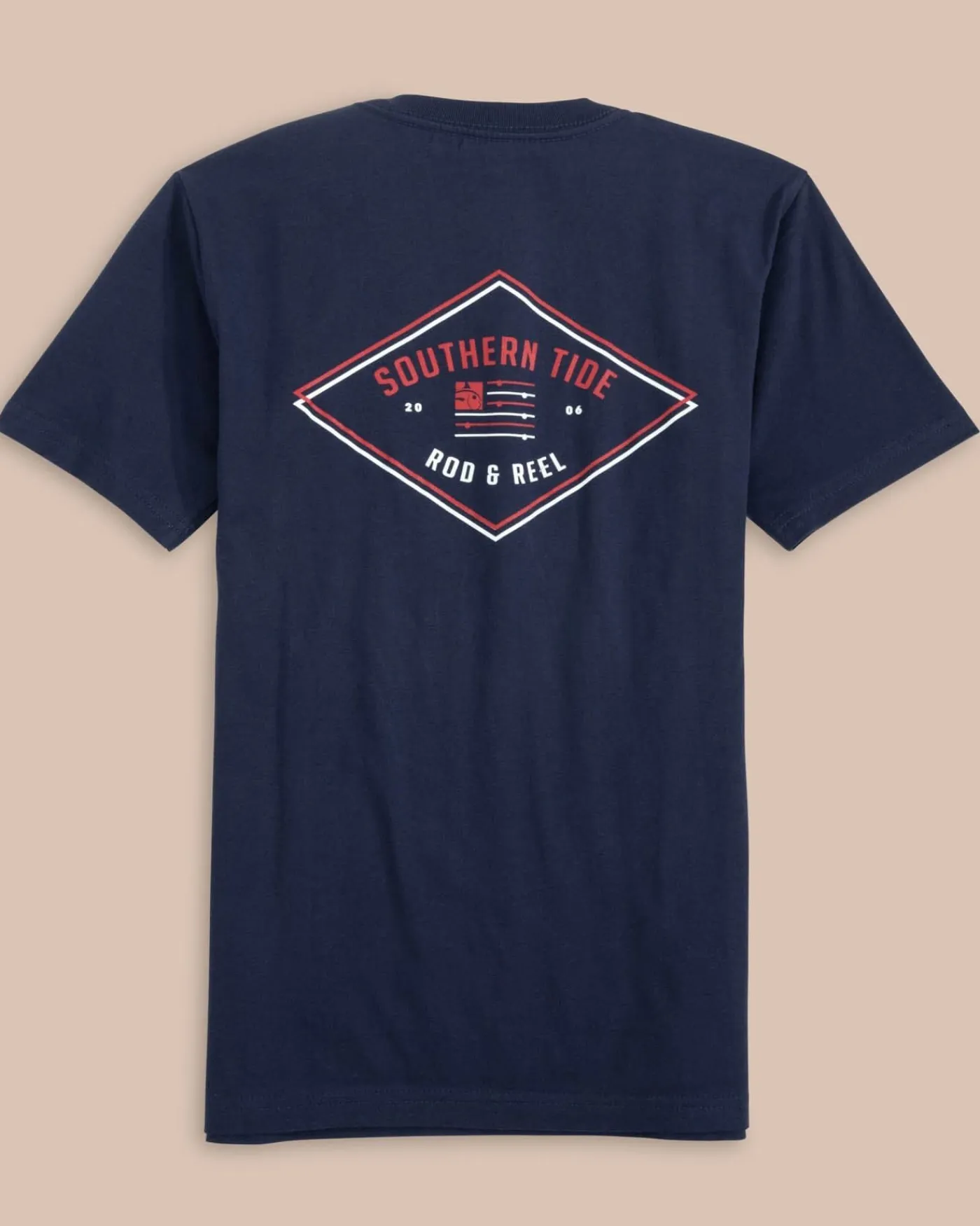 Fashion Southern Tide Kids Rod And Reel Flag Short Sleeve T-Shirt True Navy