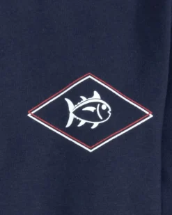 Fashion Southern Tide Kids Rod And Reel Flag Short Sleeve T-Shirt True Navy