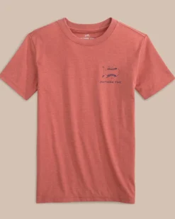 Cheap Southern Tide Kids Sketched Baseball Heather T-Shirt Heather Dusty Coral
