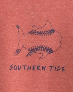 Cheap Southern Tide Kids Sketched Baseball Heather T-Shirt Heather Dusty Coral